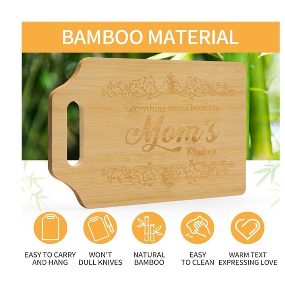 Cutting Board, Bamboo Cutting Board for Mom 15.3"L x 7.5"W x 0.4" - Picture 5 of 6